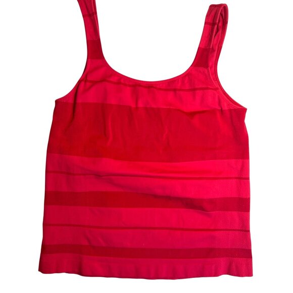 VTG Champion Double Dri Womans Large Stretch Red Striped Tee Tank Top w/ Bra USA - Picture 1 of 10